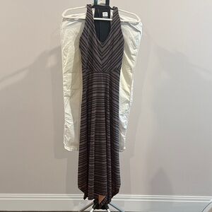 Prana Striped Black and Brown High Low Dress